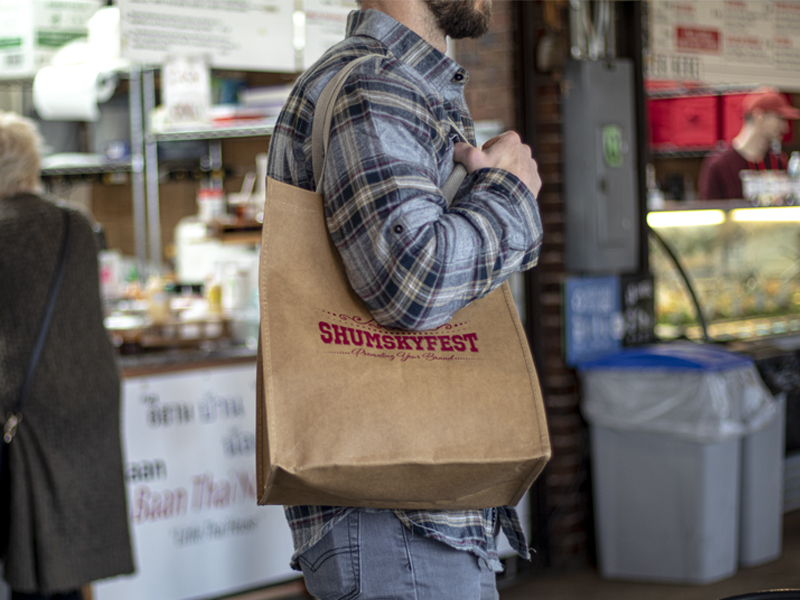 The Typhoon - Washable Kraft Paper Grocery Tote Bag with Web Handle